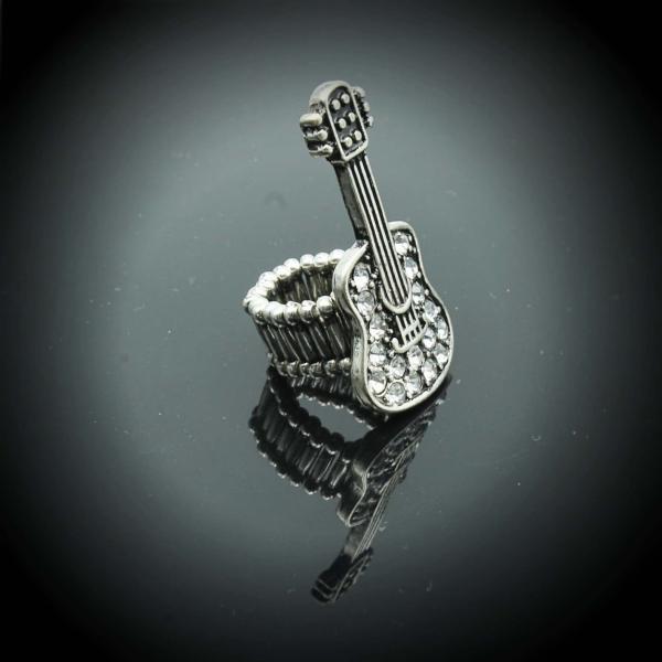 Guitar Ring in Stretch Crystal