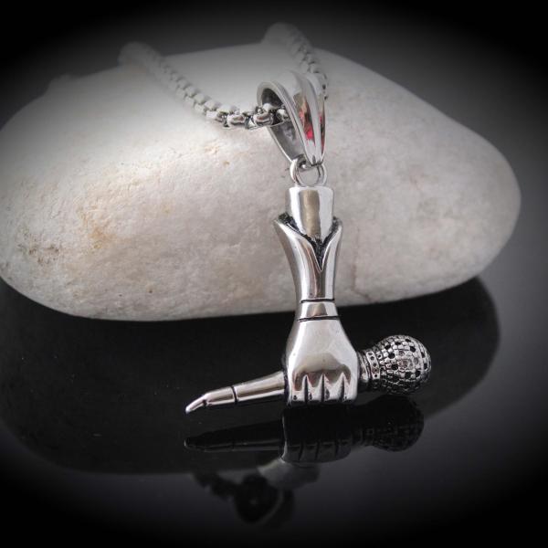 Microphone With Hand Stainless Steel Pendant