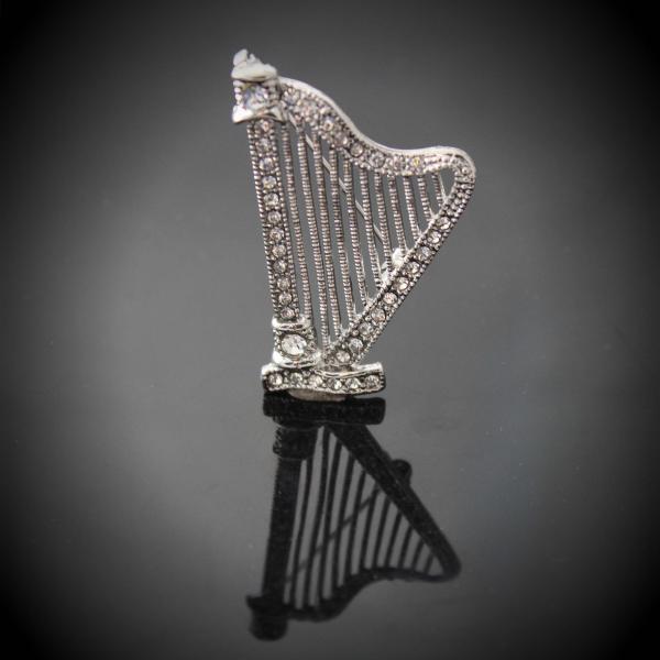 Harp Pin Brooch With Crystal