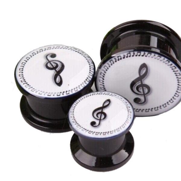 Treble Clef and Notes Ear Plug Expander Tunnel