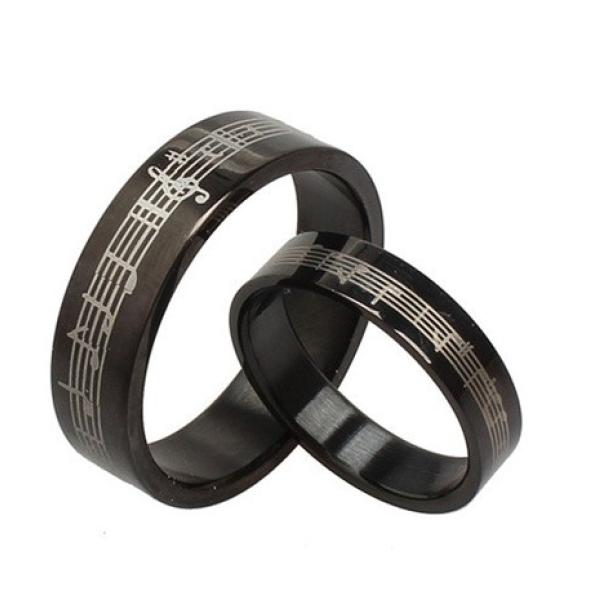 Music Ring - Romantic Black Stainless Steel Music band rings