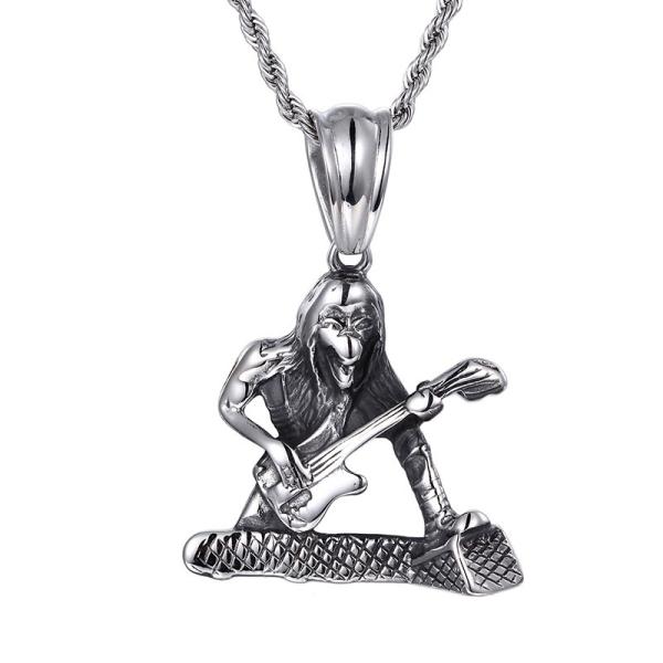 Guitar Rocker Man Pendant in Stainless Steel