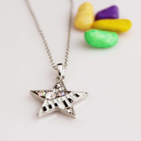 Keyboard & Star Music Necklace