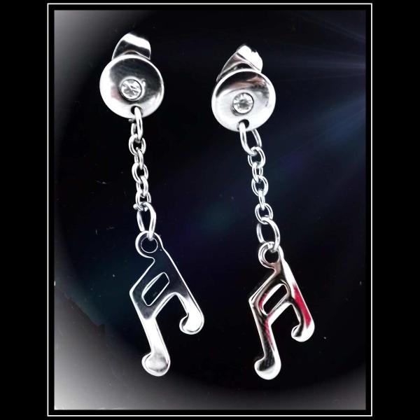 Musical Single Note Bar Long Drop Stud Earrings