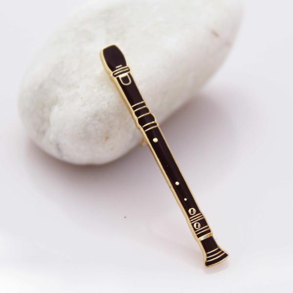 Recorder Musical Instrument Pin Badge