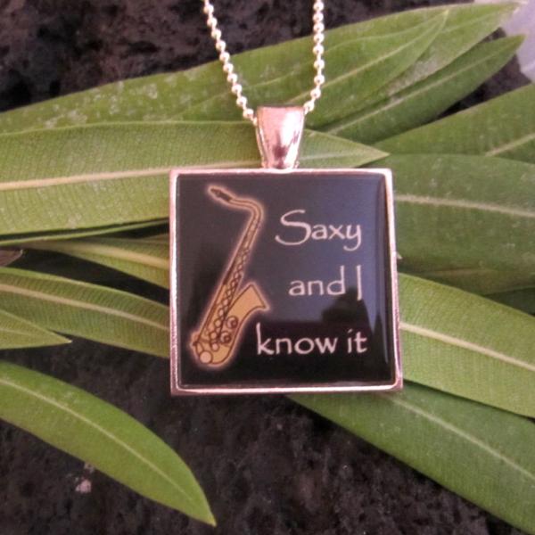 Saxy & I Know It - Funky Black Resin Pendant