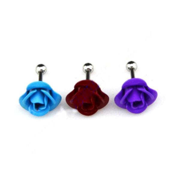 Rose Flower Ear Tragus Cartilage Earring Stud - Beautiful Painted Body Jewellery