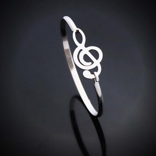 Treble Clef Stainless Steel Bangle