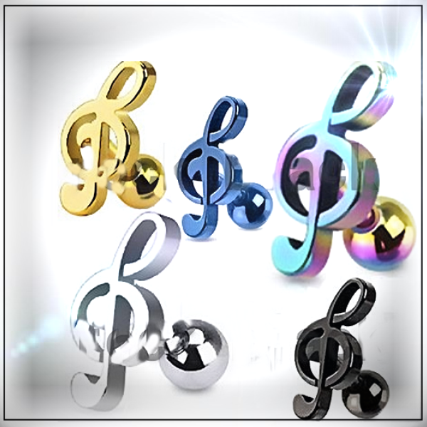 Treble Clef Music Note Tragus/Helix Cartilage Ear Ring Piercing Stud