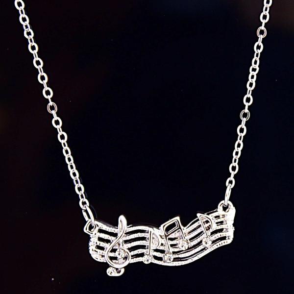 Music Notes on Wavy Staff Necklace